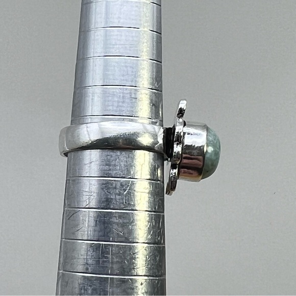 New Larimar Stone Silver Overlay Ring Size 6.25 - Picture 8 of 9